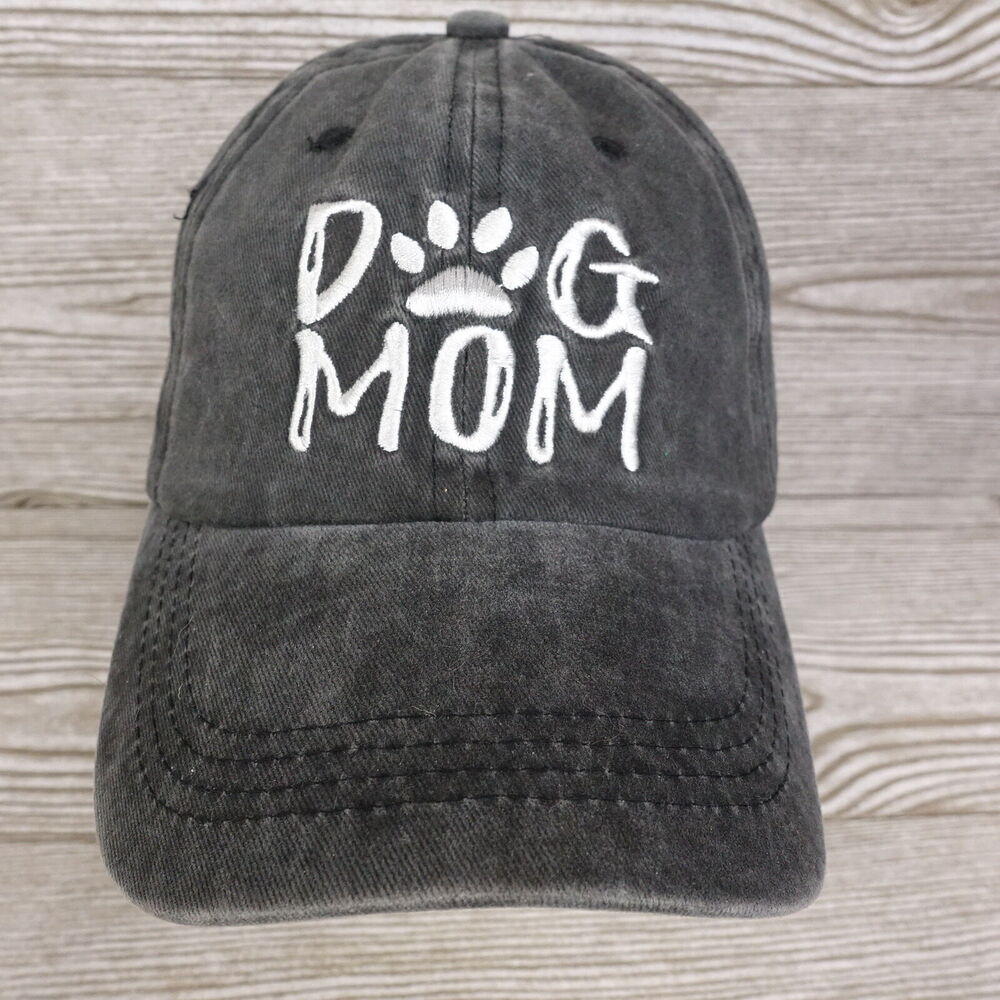DOG MOM GREY‎ EMBROIDERED STRAPBACK BASEBALL DAD HAT CAP